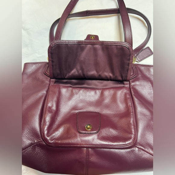Coach Campbell Belle Bordeaux Burgundy Leather Shoulder Bag Gold Hardware - Picture 5 of 15
